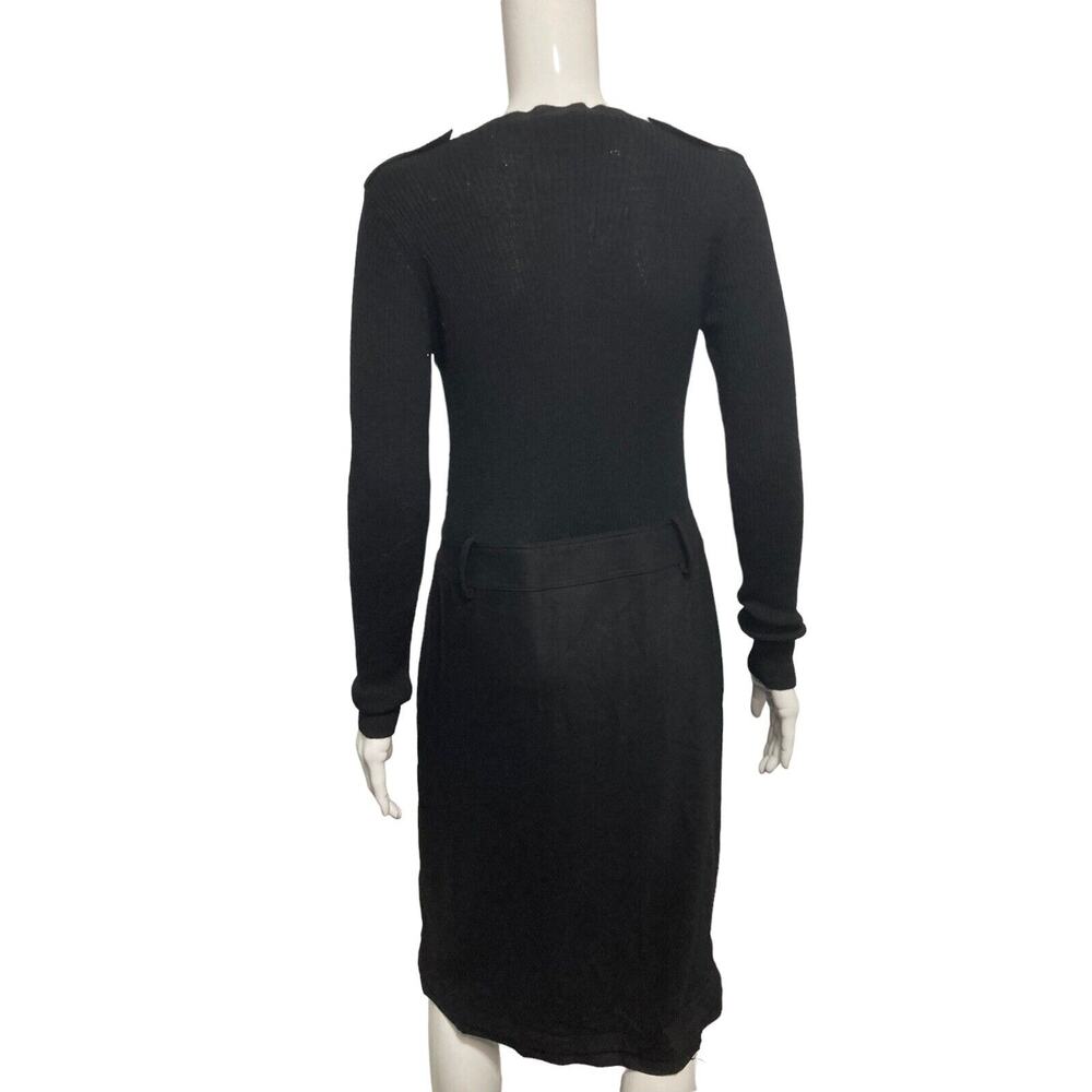BURBERRY Black Knit Wool Knee Length Long Sleeve Straight Dress Size 8 - Picture 2 of 6
